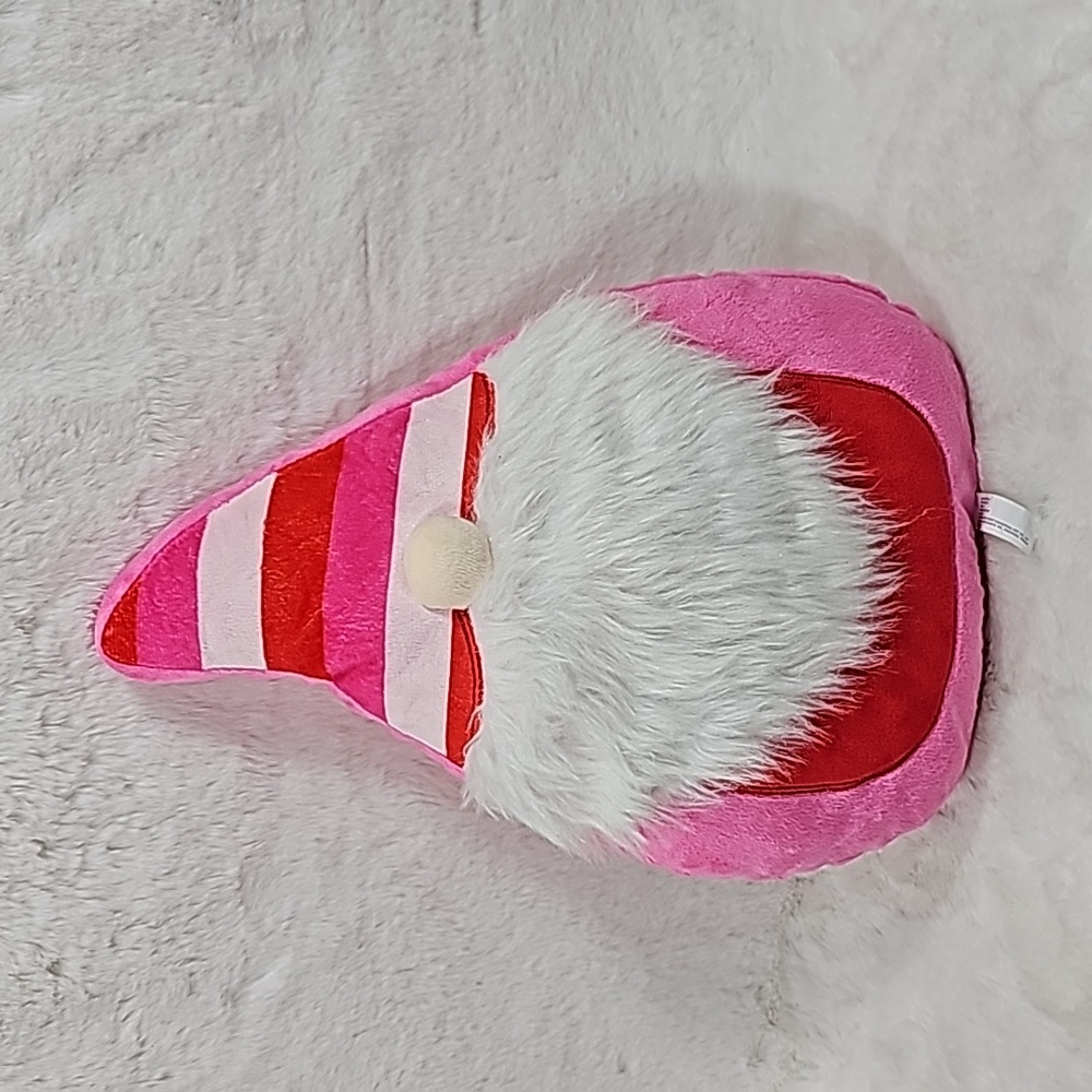 Pink Valentine's Or Christmas Gnome Pillow 14"